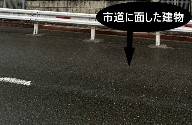 現地調査　市道に面した建物